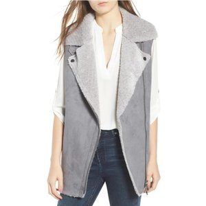 NWT Long Gray Zipper Fleece-lined Vest